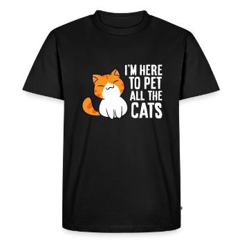 Je suis là pour caresser tous les chats - T-shirt Premium bio Homme - noir - Devant - Nico (187cm)