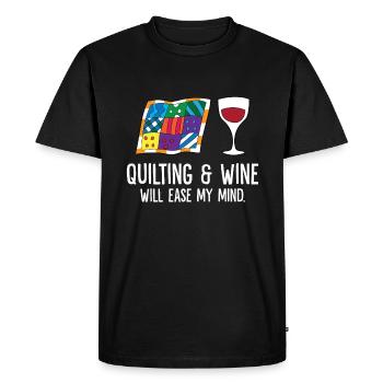 La courtepointe et le vin vont calmer mon - T-shirt Premium bio Homme - noir - Devant - Nico (187cm)