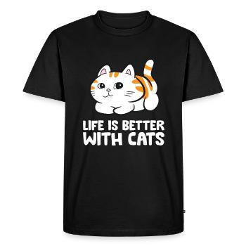 Funny Cat Lover Cute Kittens Life Is Better With - Men's Premium Organic T-Shirt - black - Front - Nico (187cm)