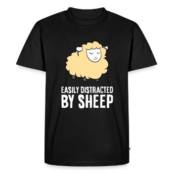 Easily Distracted By Sheep Lambs Herder Of Sheep - Men's Premium Organic T-Shirt - black - Front - Nico (187cm)