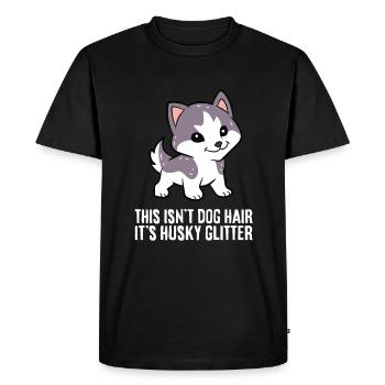 Husky Dog Ce n’est pas un poil de chien son Husky Glitter - T-shirt Premium bio Homme - noir - Devant - Nico (187cm)