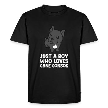 Juste un garçon qui aime Cane Corsos Mastiff italien - T-shirt Premium bio Homme - noir - Devant - Nico (187cm)