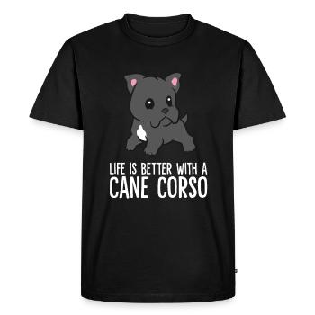 Life Is Better With A Cane Corso Dog - Men's Premium Organic T-Shirt - black - Front - Nico (187cm)