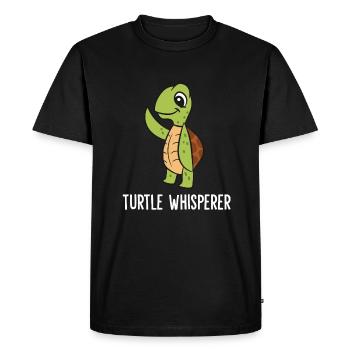 Funny Turtle Lover Turtle Whisperer - Men's Premium Organic T-Shirt - black - Front - Nico (187cm)