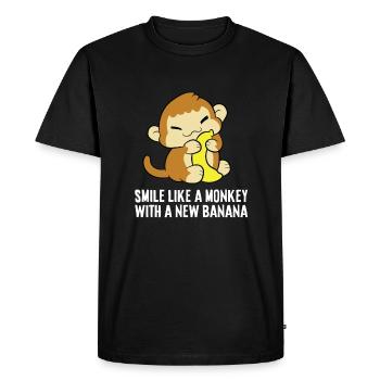 Smile Like A Monkey With A New Banana - Men's Premium Organic T-Shirt - black - Front - Nico (187cm)