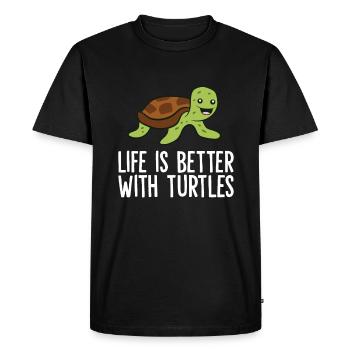 Funny Turtle Owner Life Is Better With Turtles - Men's Premium Organic T-Shirt - black - Front - Nico (187cm)