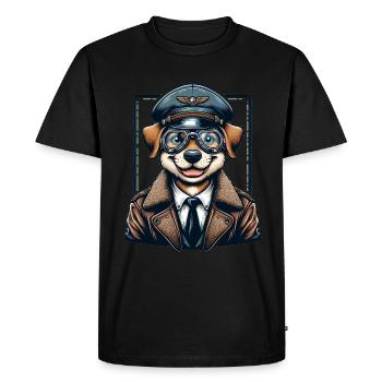 Cute Dog Pilot - Men's Premium Organic T-Shirt - black - Front - Nico (187cm)