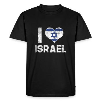J’aime Israël - T-shirt Premium bio Homme - noir - Devant - Nico (187cm)