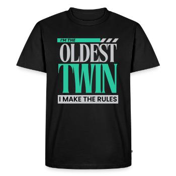 Je suis le jumeau le plus âgé, je rends les règles drôles de frère et de sœur - T-shirt Premium bio Homme - noir - Devant - Nico (187cm)
