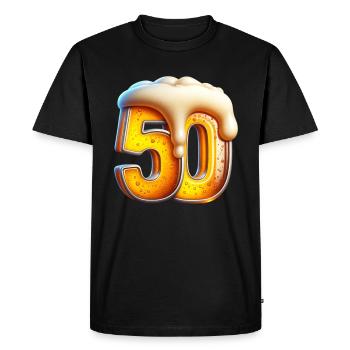 Mousse de bière 50 Bière d’anniversaire 50 - T-shirt Premium bio Homme - noir - Devant - Nico (187cm)