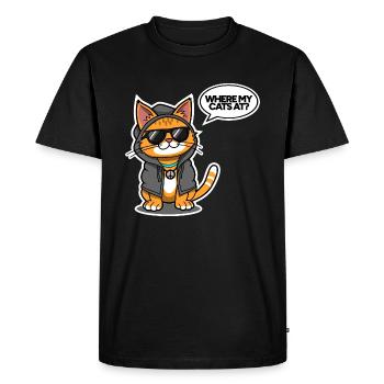 Hip Hop Katze - Where My Cats At - Coole Katze - Men's Premium Organic T-Shirt - black - Front - Nico (187cm)