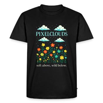 PixelClouds – Soft Above, Wild Below - Men's Premium Organic T-Shirt - black - Front - Nico (187cm)