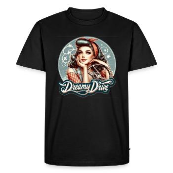 Dreamy Drive Rockabilly Vintage Girl - Männer Premium Bio T-Shirt - Schwarz - Vorne - Nico (187cm)
