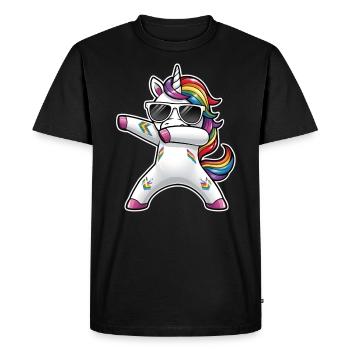 Dabbing Licorne - T-shirt Premium bio Homme - noir - Devant - Nico (187cm)