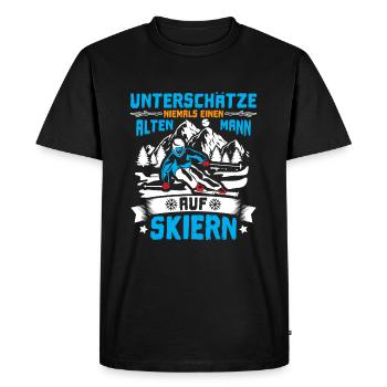 Skifahren Alter Mann auf Skiern - Männer Premium Bio T-Shirt - Schwarz - Vorne - Nico (187cm)