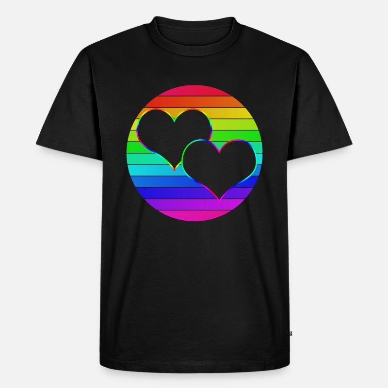 Rainbow 2 cœurs entrelacés - T-shirt Premium bio Homme - noir