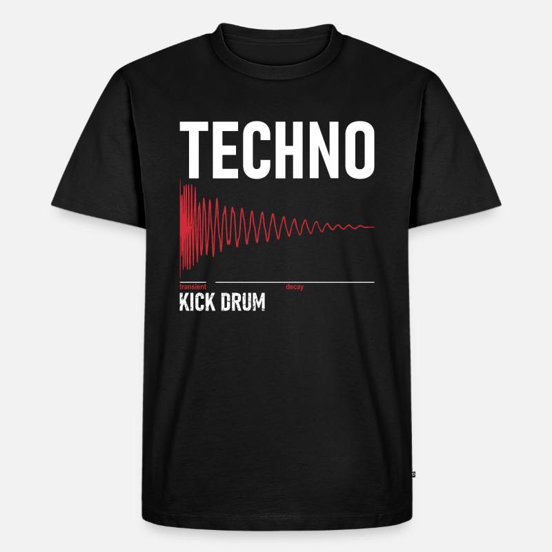 Techno - Kick Drum - Männer Premium Bio T-Shirt - Schwarz