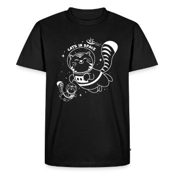 Chats dans l’espace - Chat Astronaute Mignon Funny Print - T-shirt Premium bio Homme - noir - Devant - Nico (187cm)