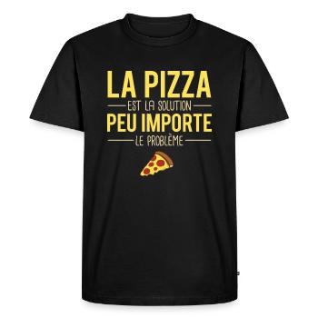 La pizza est la solution blague amoureux pizza - T-shirt Premium bio Homme - noir - Devant - Nico (187cm)