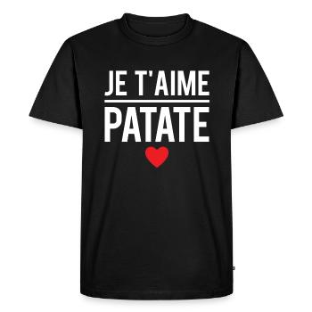 Je t'aime patate blague couple humour - T-shirt Premium bio Homme - noir - Devant - Nico (187cm)
