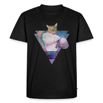 SPACE CAT - Katze aus dem All - Männer Premium Bio T-Shirt - Schwarz - Vorne - Nico (187cm)