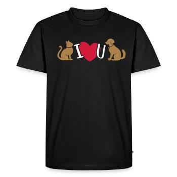 Chat et chien je t'aime - chat et chien je t'aime - T-shirt Premium bio Homme - noir - Devant - Nico (187cm)