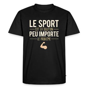 Le sport est la solution blague sportif humour - T-shirt Premium bio Homme - noir - Devant - Nico (187cm)