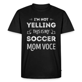 Voix de maman de football drôle - T-shirt Premium bio Homme - noir - Devant - Nico (187cm)