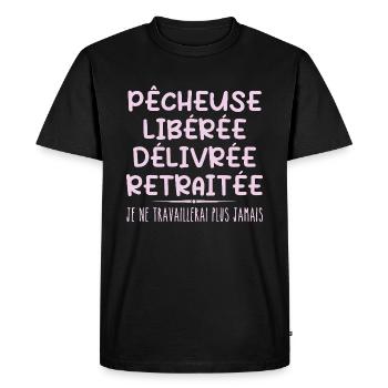 Pêcheuse célèbre sa retraite avec humour cadeau - T-shirt Premium bio Homme - noir - Devant - Nico (187cm)