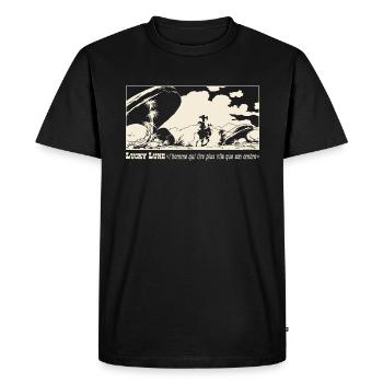 Lucky Luke Design Far West Avec Citation - T-shirt Premium bio Homme - noir - Devant - Nico (187cm)