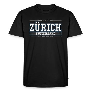 Zurich - Men's Premium Organic T-Shirt - black - Front - Nico (187cm)