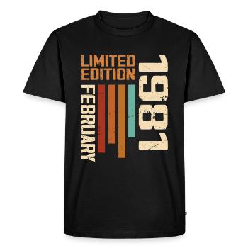 Née en Février 1981 Rétro 1981 Anniversaire - T-shirt Premium bio Homme - noir - Devant - Nico (187cm)