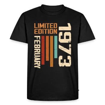 Born in February 1973 Retro 1973 Birthday - Men's Premium Organic T-Shirt - black - Front - Nico (187cm)