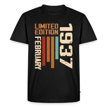 Née en Février 1937 Rétro 1937 Anniversaire - T-shirt Premium bio Homme - noir - Devant - Nico (187cm)