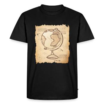 Géographie - Vintage Globe & Pointer - T-shirt Premium bio Homme - noir - Devant - Nico (187cm)