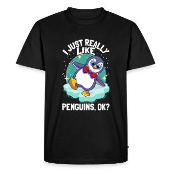 Pingouins J’aime vraiment les pingouins pingouins mignons pingouins - T-shirt Premium bio Homme - noir - Devant - Nico (187cm)