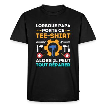Papa bricoleur Papa réparateur - T-shirt Premium bio Homme - noir - Devant - Nico (187cm)