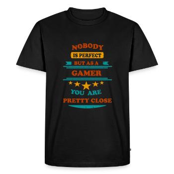 Nobody is perfect retro Gamer - Men's Premium Organic T-Shirt - black - Front - Nico (187cm)