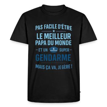 Super Papa Gendarme idée cadeau fête des pères - T-shirt Premium bio Homme - noir - Devant - Nico (187cm)