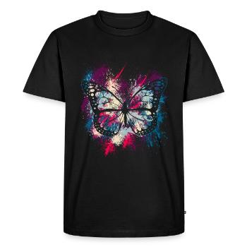 Papillon Monarque Printemps Coloré Doux Cadeau - T-shirt Premium bio Homme - noir - Devant - Nico (187cm)