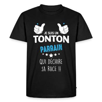 Tonton Parrain Le meilleur des Meilleurs - T-shirt Premium bio Homme - noir - Devant - Nico (187cm)