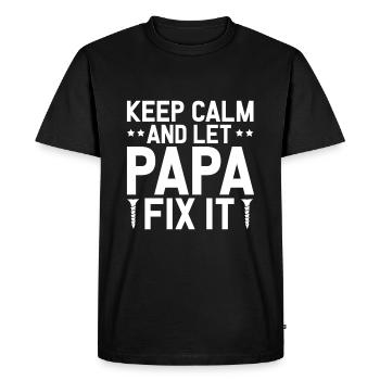 Restez calme et laissez Papa le réparer - T-shirt Premium bio Homme - noir - Devant - Nico (187cm)