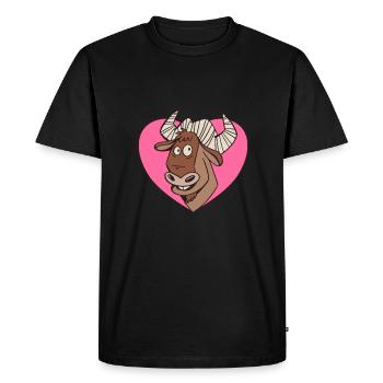 Wildebeest Antelope Africa Animal with Heart - Men's Premium Organic T-Shirt - black - Front - Nico (187cm)