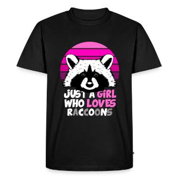 Juste une fille qui aime les ratons laveurs - T-shirt Premium bio Homme - noir - Devant - Nico (187cm)