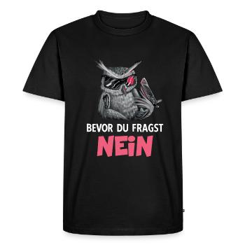 Hibou Dessin animé Hibou Oiseau Drôle Jeu de mots Humour - T-shirt Premium bio Homme - noir - Devant - Nico (187cm)