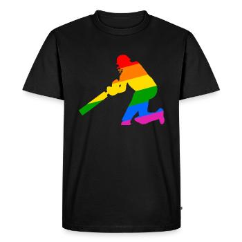 Joueur de cricket avec idée cadeau arc-en-ciel - T-shirt Premium bio Homme - noir - Devant - Nico (187cm)