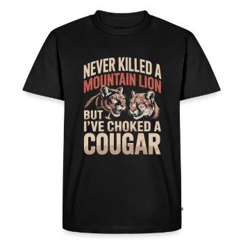 Never Killed a Mountain Lion but - Men's Premium Organic T-Shirt - black - Front - Nico (187cm)