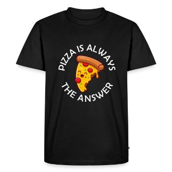 La pizza est toujours la réponse à la pizza drôle - T-shirt Premium bio Homme - noir - Devant - Nico (187cm)