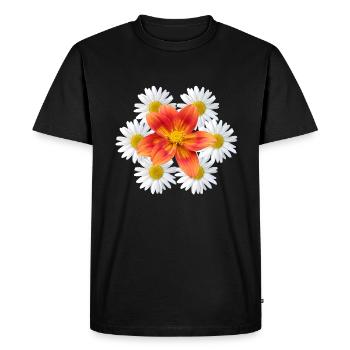 Marguerites à fleur d’oranger fleur de marguerite - T-shirt Premium bio Homme - noir - Devant - Nico (187cm)