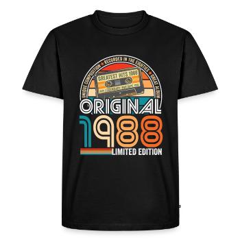 Anniversaire 1988 Vintage cassette vintage 1988 - T-shirt Premium bio Homme - noir - Devant - Nico (187cm)